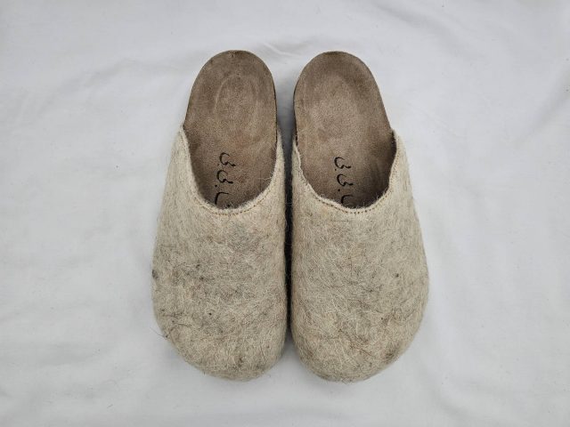 White felt sandals
